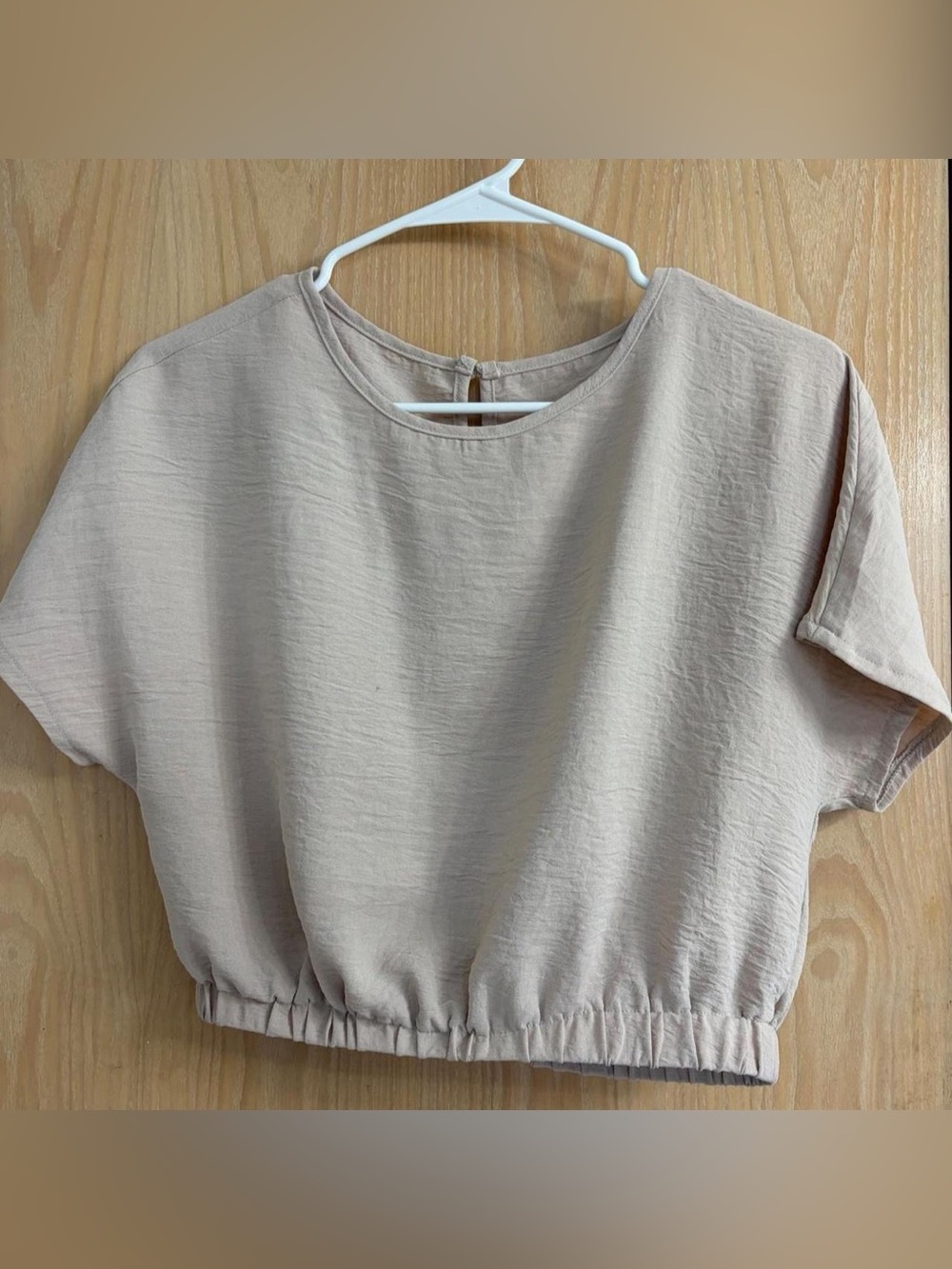 Emory Rose Women's Crewneck Short Sleeve Cropped Top and Short Set- Beige, Small